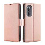 For Motorola Edge 2022 Ultra-thin Voltage Side Buckle Horizontal Flip Leather Phone Case(Rose Gold)