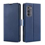 For Motorola Edge 2022 Ultra-thin Voltage Side Buckle Horizontal Flip Leather Phone Case(Blue)