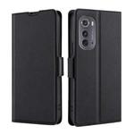 For Motorola Edge 2022 Ultra-thin Voltage Side Buckle Horizontal Flip Leather Phone Case(Black)