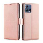 For Motorola Edge S30 Pro 5G/Edge 30 Fusion Ultra-thin Voltage Side Buckle Horizontal Flip Leather Phone Case(Rose Gold)