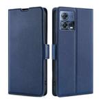 For Motorola Edge S30 Pro 5G/Edge 30 Fusion Ultra-thin Voltage Side Buckle Horizontal Flip Leather Phone Case(Blue)