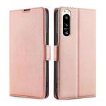 For Sony Xperia 5 IV Ultra-thin Voltage Side Buckle Horizontal Flip Leather Phone Case(Rose Gold)