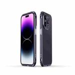 For iPhone 14 Pro Aurora Series Lens Protector + Metal Frame Phone Case(Purple Silver)