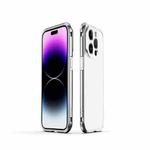 For iPhone 14 Pro Aurora Series Lens Protector + Metal Frame Phone Case(Silver)