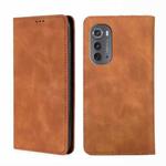 For Motorola Edge 2022 Skin Feel Magnetic Horizontal Flip Leather Phone Case(Light Brown)