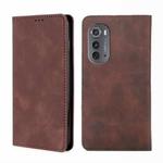 For Motorola Edge 2022 Skin Feel Magnetic Horizontal Flip Leather Phone Case(Dark Brown)