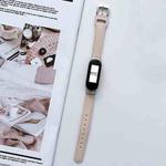 For Xiaomi Mi Band 3 / 4 8-buckle Leather Watch Band(Ivory White)