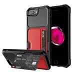 ZM02 Card Slot Holder Phone Case For iPhone 8 Plus / 7 Plus(Red)