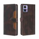 For Motorola Edge 30 Neo Skin Feel Magnetic Buckle Leather Phone Case(Brown)