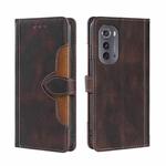 For Motorola Edge 2022 Skin Feel Magnetic Buckle Leather Phone Case(Brown)