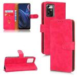 For ZTE Blade A72 5G Skin Feel Magnetic Flip Leather Phone Case(Rose Red)