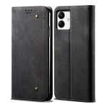 For Samsung Galaxy A04 4G Denim Texture Leather Phone Case(Black)