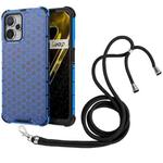 For Realme i9 5G Lanyard Honeycomb Phone Case(Blue)