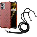 For Realme i9 5G Lanyard Honeycomb Phone Case(Red)