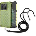 For OnePlus 10T Lanyard Honeycomb Phone Case(Green)