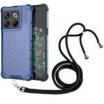 For OnePlus 10T Lanyard Honeycomb Phone Case(Blue)
