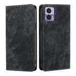 For Motorola Edge 30 Neo RFID Anti-theft Brush Magnetic Leather Phone Case(Black)