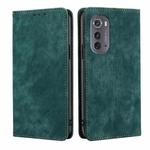 For Motorola Edge 2022 RFID Anti-theft Brush Magnetic Leather Phone Case(Green)