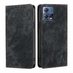For Motorola Edge S30 Pro 5G/Edge 30 Fusion RFID Anti-theft Brush Magnetic Leather Phone Case(Black)