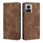 For Motorola Edge X30 Pro 5G/Edge 30 Ultra RFID Anti-theft Brush Magnetic Leather Phone Case(Brown)