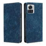 For Motorola Edge X30 Pro 5G/Edge 30 Ultra RFID Anti-theft Brush Magnetic Leather Phone Case(Blue)