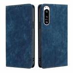For Sony Xperia 5 IV RFID Anti-theft Brush Magnetic Leather Phone Case(Blue)