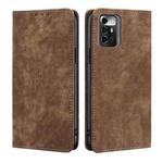 For ZTE Blade A72 5G RFID Anti-theft Brush Magnetic Leather Phone Case(Brown)
