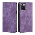 For ZTE Blade A72 5G RFID Anti-theft Brush Magnetic Leather Phone Case(Purple)