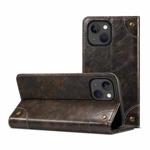 For iPhone 14 Plus Baroque Simple Flip Leather Phone Case (Black)