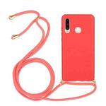 For Huawei P30 Lite Wheat Straw Material + TPU Protective Case with Lanyard(Red)