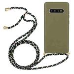 For Galaxy S10 Wheat Straw Material + TPU Protective Case with Lanyard(Army Green)