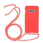 For Galaxy S10e Wheat Straw Material + TPU Protective Case with Lanyard(Red)