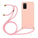 For Galaxy S20 Plus Wheat Straw Material + TPU Protective Case with Lanyard(Pink)