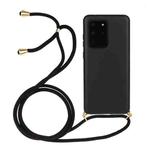 For Galaxy S20 Ultra Wheat Straw Material + TPU Protective Case with Lanyard(Black)