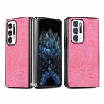 For OPPO Find N Shockproof Crocodile Texture PC + PU Case(Pink)