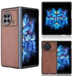 For vivo X Fold Shockproof Crocodile Texture PC + PU Case(Brown)