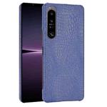 For Sony Xperia 1 IV Shockproof Crocodile Texture PC + PU Case(Blue)
