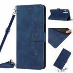 For Tecno Camon 19 Neo Skin Feel Heart Pattern Leather Phone Case with Lanyard(Blue)