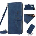 For Tecno Camon 19 Pro 5G Skin Feel Heart Pattern Leather Phone Case with Lanyard(Blue)