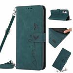For Tecno Pova 3 Skin Feel Heart Pattern Leather Phone Case with Lanyard(Green)