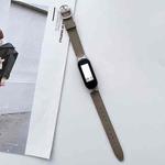 For Xiaomi Mi Band 3 / 4 Genuine Leather Watch Band(Grey)
