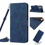 For Infinix Hot 12 Play Skin Feel Heart Pattern Leather Phone Case with Lanyard(Blue)