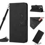 For Infinix Hot 12i Skin Feel Heart Pattern Leather Phone Case with Lanyard(Black)
