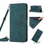 For Infinix Hot 12i Skin Feel Heart Pattern Leather Phone Case with Lanyard(Green)