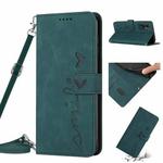 For Infinix Hot 12 Skin Feel Heart Pattern Leather Phone Case with Lanyard(Green)