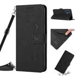 For Infinix Note 12 G96 Skin Feel Heart Pattern Leather Phone Case with Lanyard(Black)