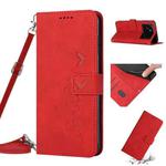 For Infinix Note 12 VIP Skin Feel Heart Pattern Leather Phone Case with Lanyard(Red)