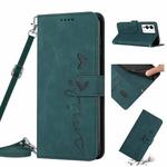 For Infinix Note 12/12 Pro Skin Feel Heart Pattern Leather Phone Case with Lanyard(Green)