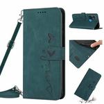 For Infinix Smart 6 Plus Skin Feel Heart Pattern Leather Phone Case with Lanyard(Green)