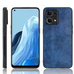 For OPPO Reno7 4G Sewing Cow Pattern Skin PC + PU + TPU Case(Blue)